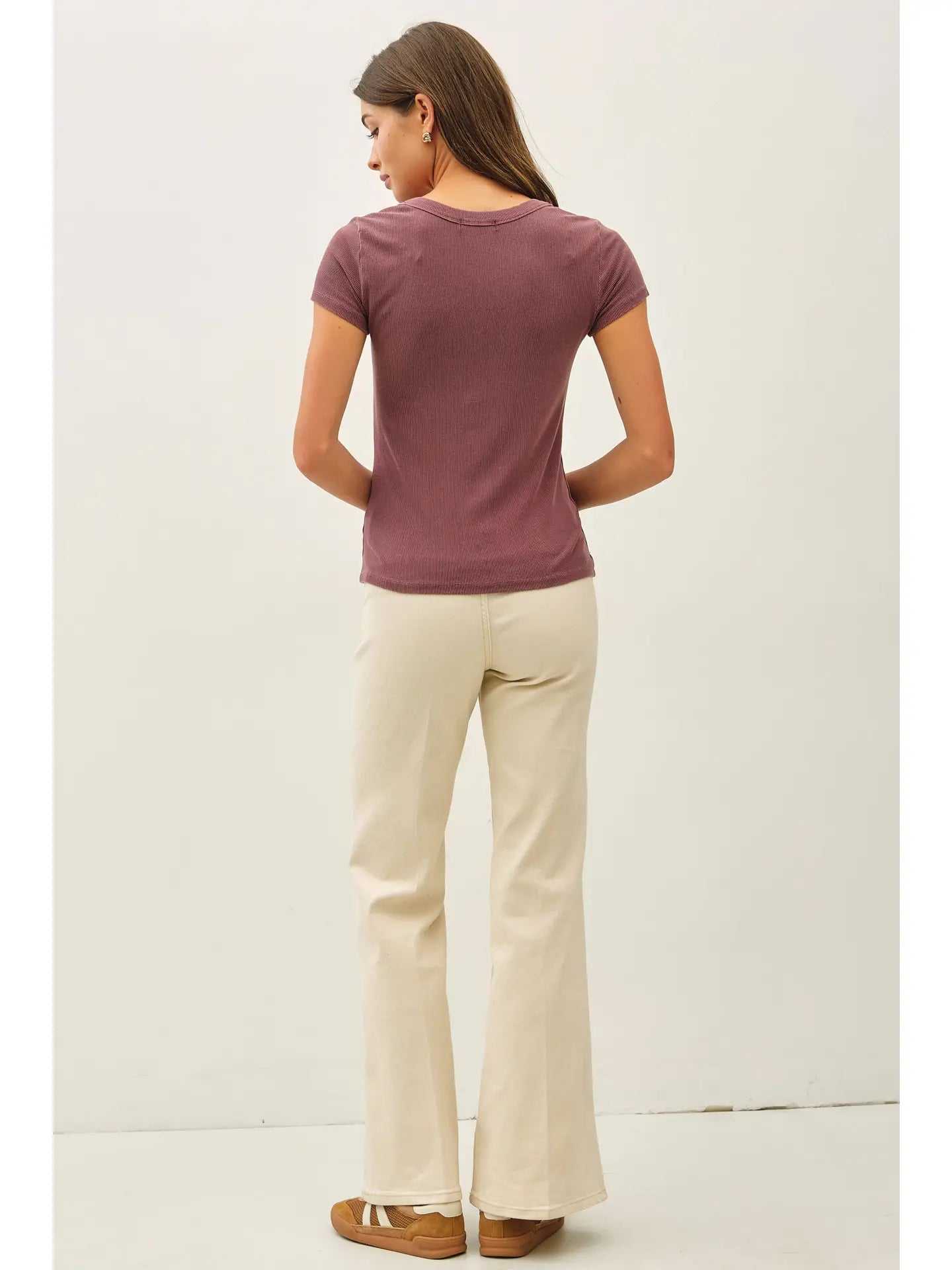 Ultra Soft Basic Scoop Neck Baby Tee-Sepia