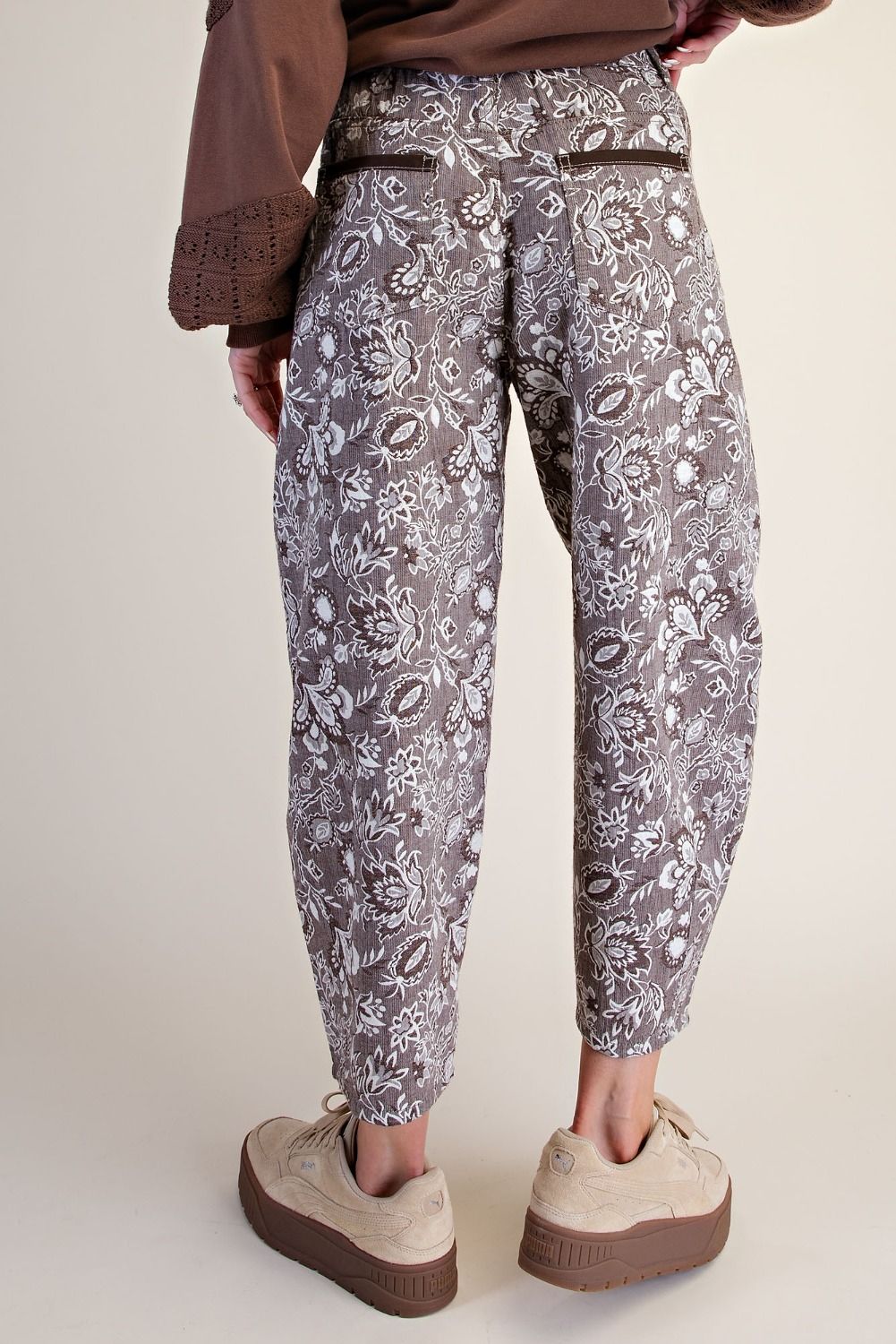 Romy CROPPED JACQUARD PANTS-Mocha