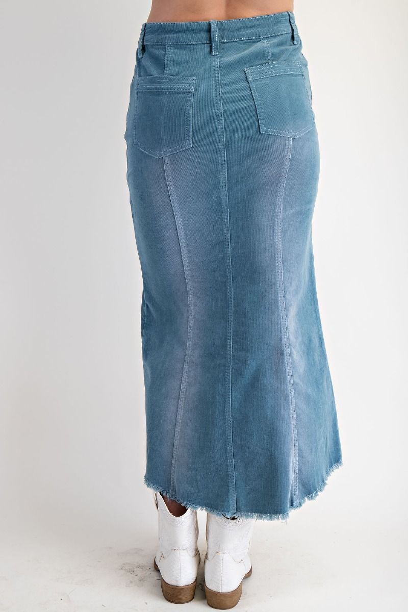 Carly STRETCH CORDUROY MERMAID SKIRT-Teal
