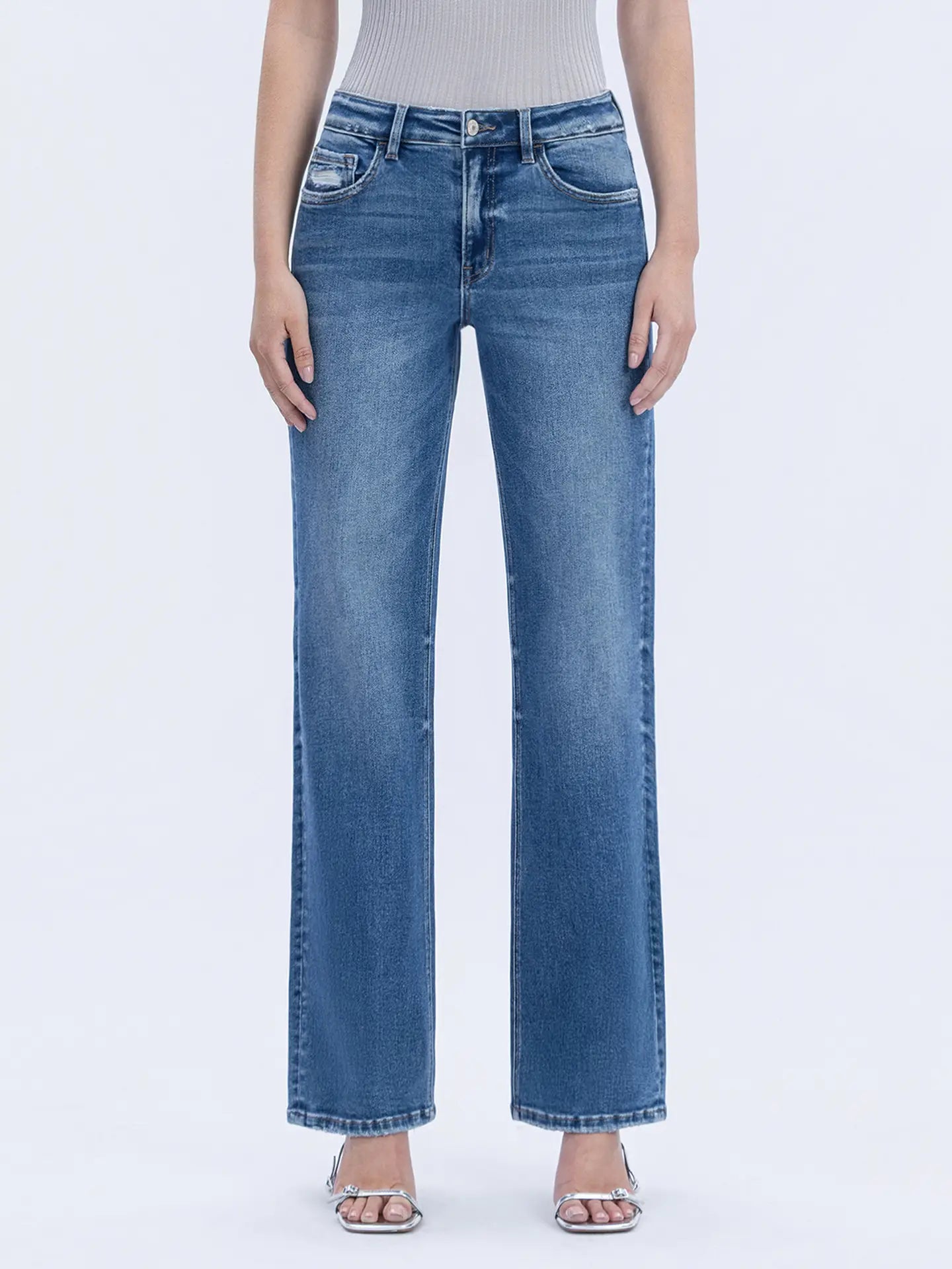 Jude High Rise Full Length Slim Wide Jeans
