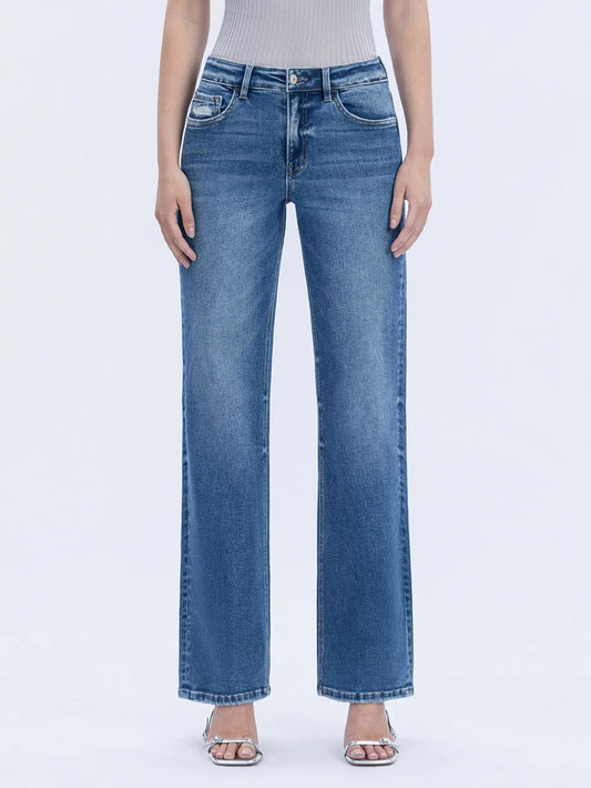 Jude High Rise Full Length Slim Wide Jeans