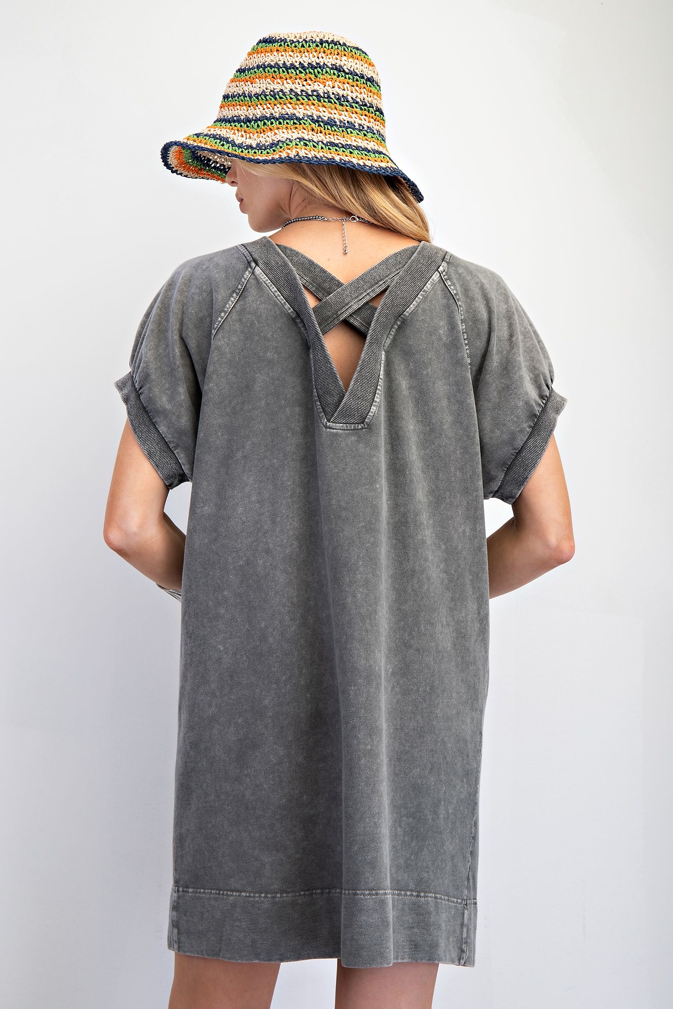 Shay Mineral Wash Terry Dress-Ash