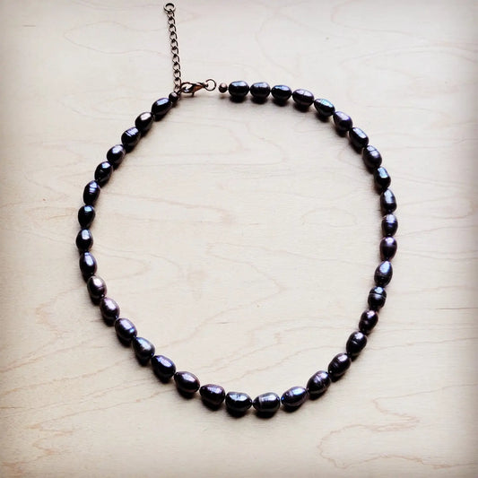 Genuine Freshwater Gray Pearl Collar Necklace