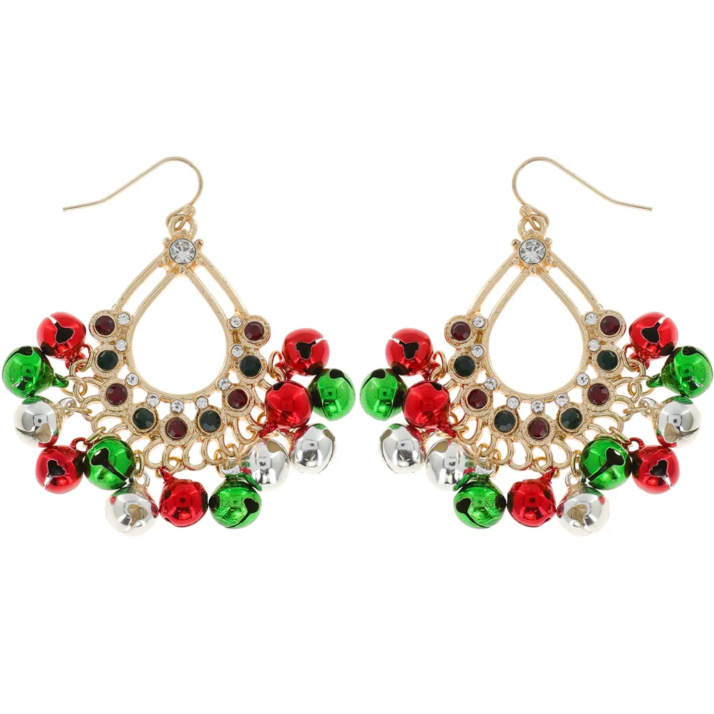 Open Teardrop Jingle Bells Drop Earrings