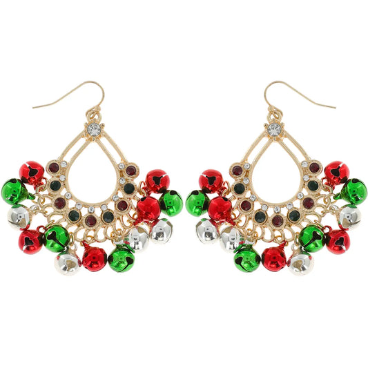 Open Teardrop Jingle Bells Drop Earrings