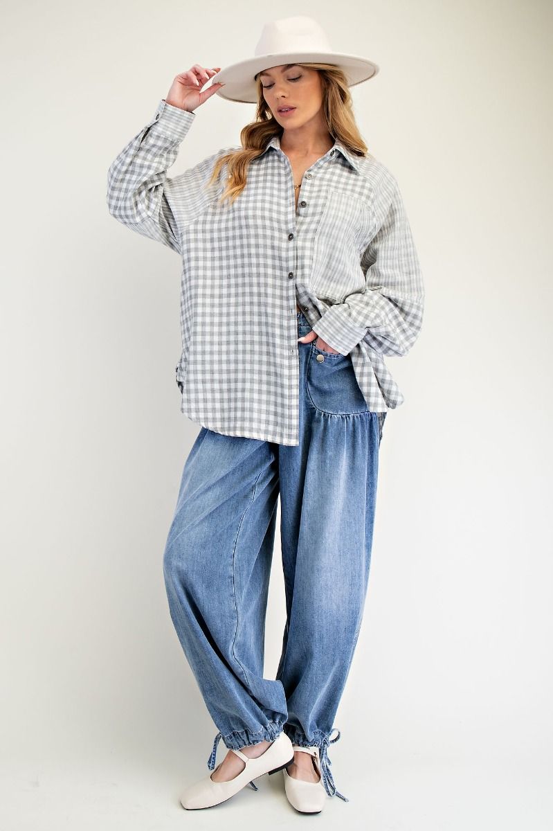 Lincoln CHECKBOARD MIX COTTON GAUZE SHIRT-Gray