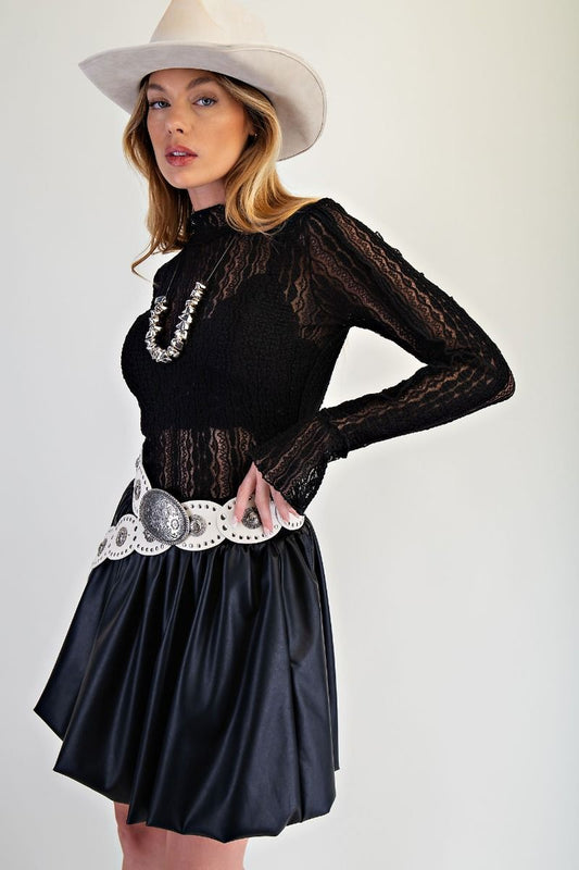 LS Cinnamon LACE FITTED TOP-Cinnamon