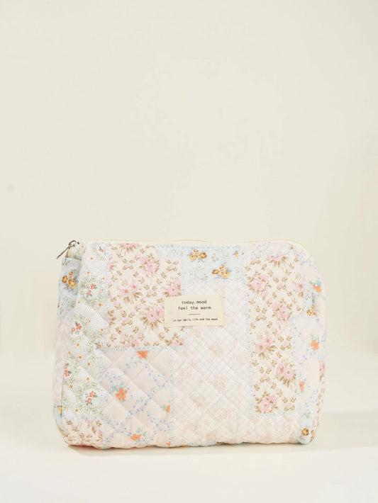 Butterfly Floral Print Puffer Make Up Bag-Midi
