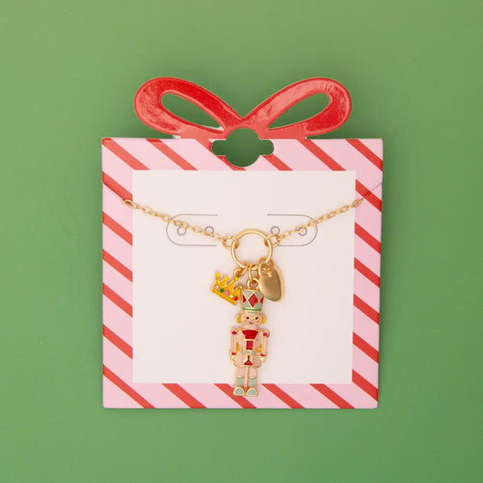 Christmas Enamel Nutcracker Charm Necklace