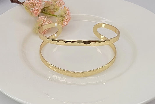 Hammered Cuff Tarnish Free Bracelet-Gold