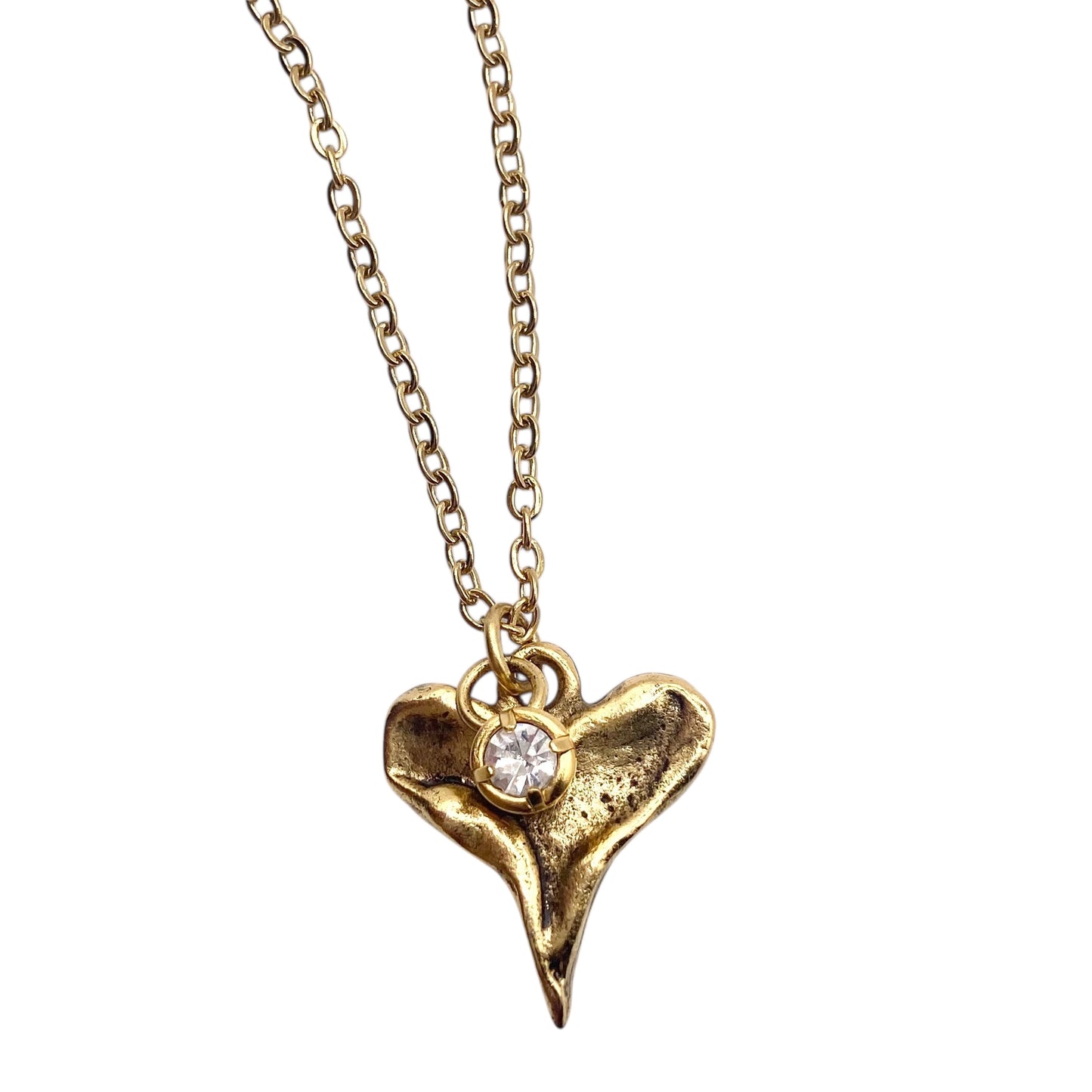Hammered Heart Charm Necklace