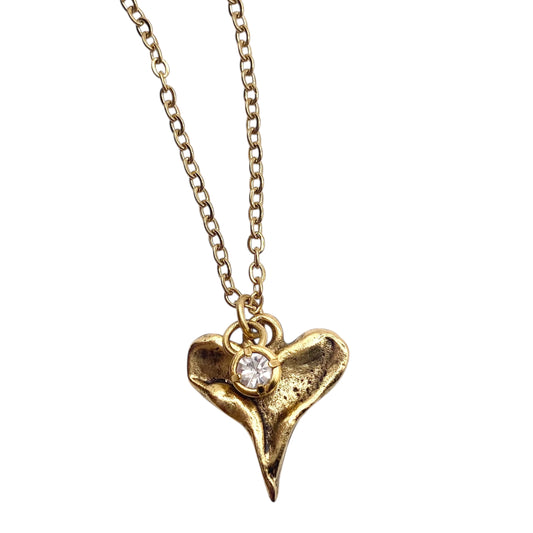 Hammered Heart Charm Necklace