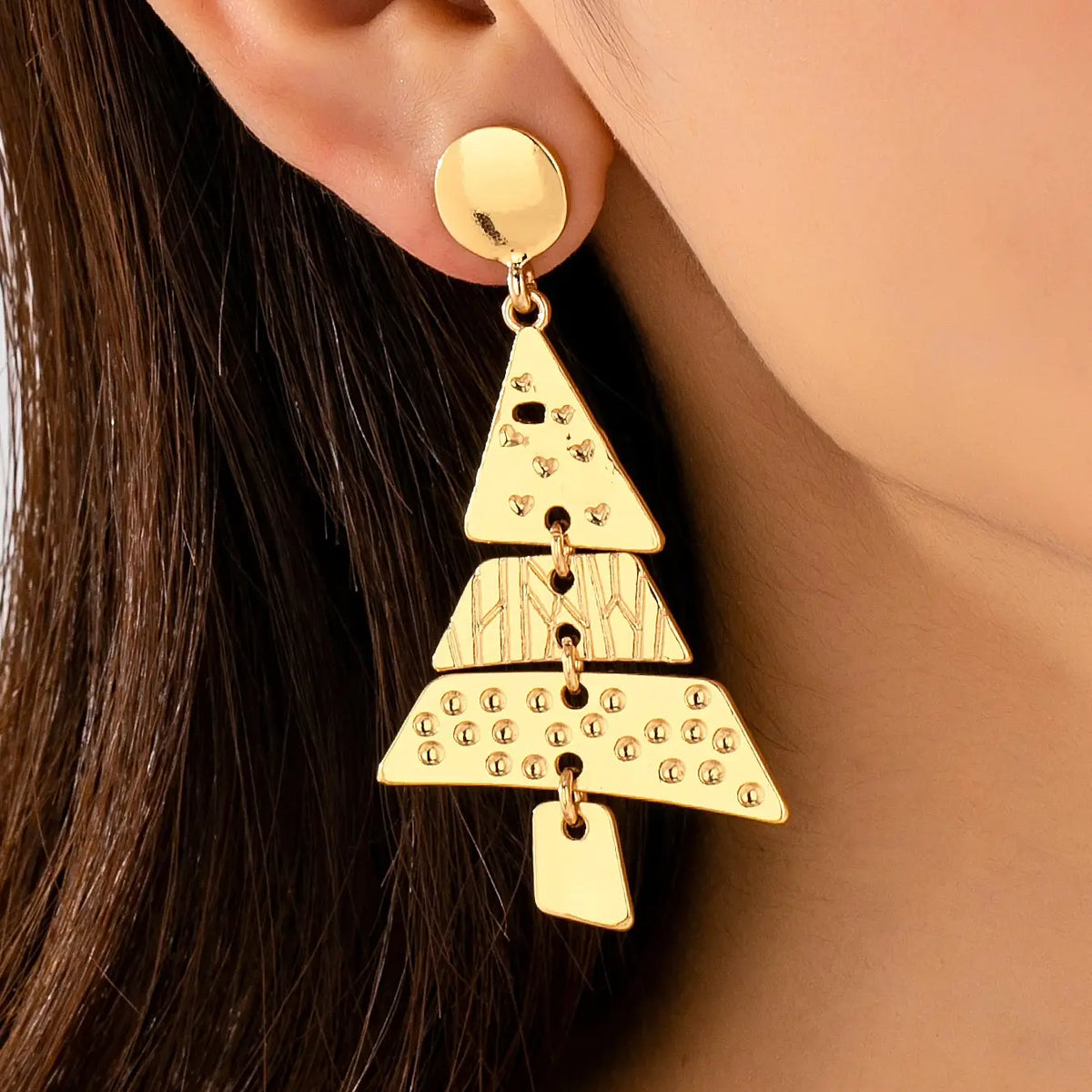 Christmas Tree Geometric Dangle Earrings