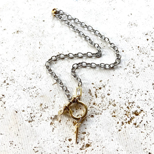 Shackle Necklace Mixed Metal Jewelry Charm Holder