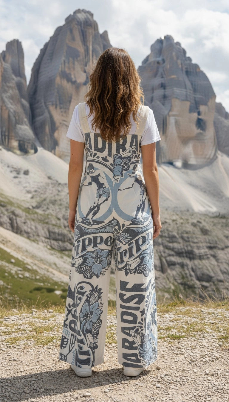 Flour Sack Cotton Jumpsuit W. Straps- Paradise Tripper