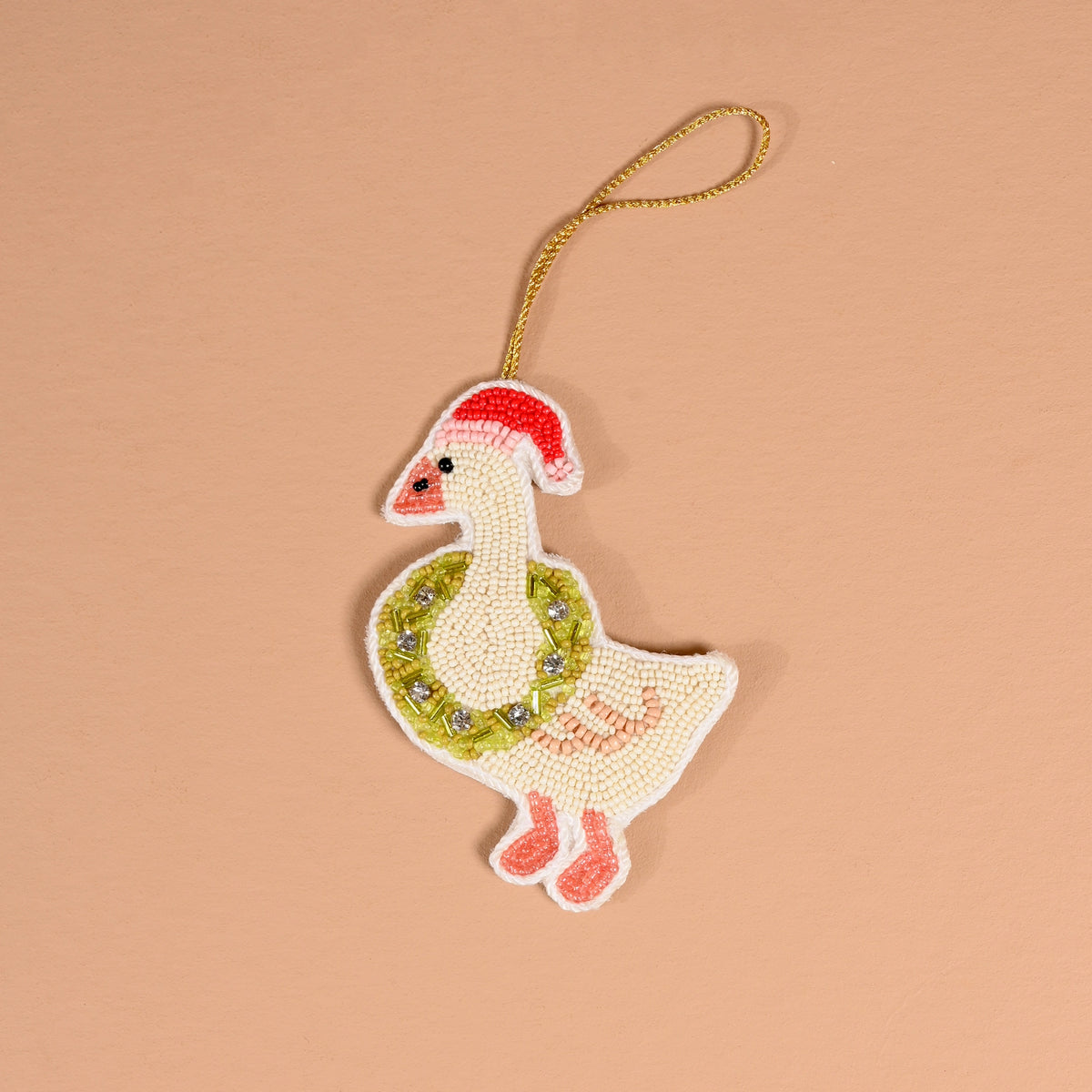 Handcrafted Beaded Ornament-Merry Silly Goose
