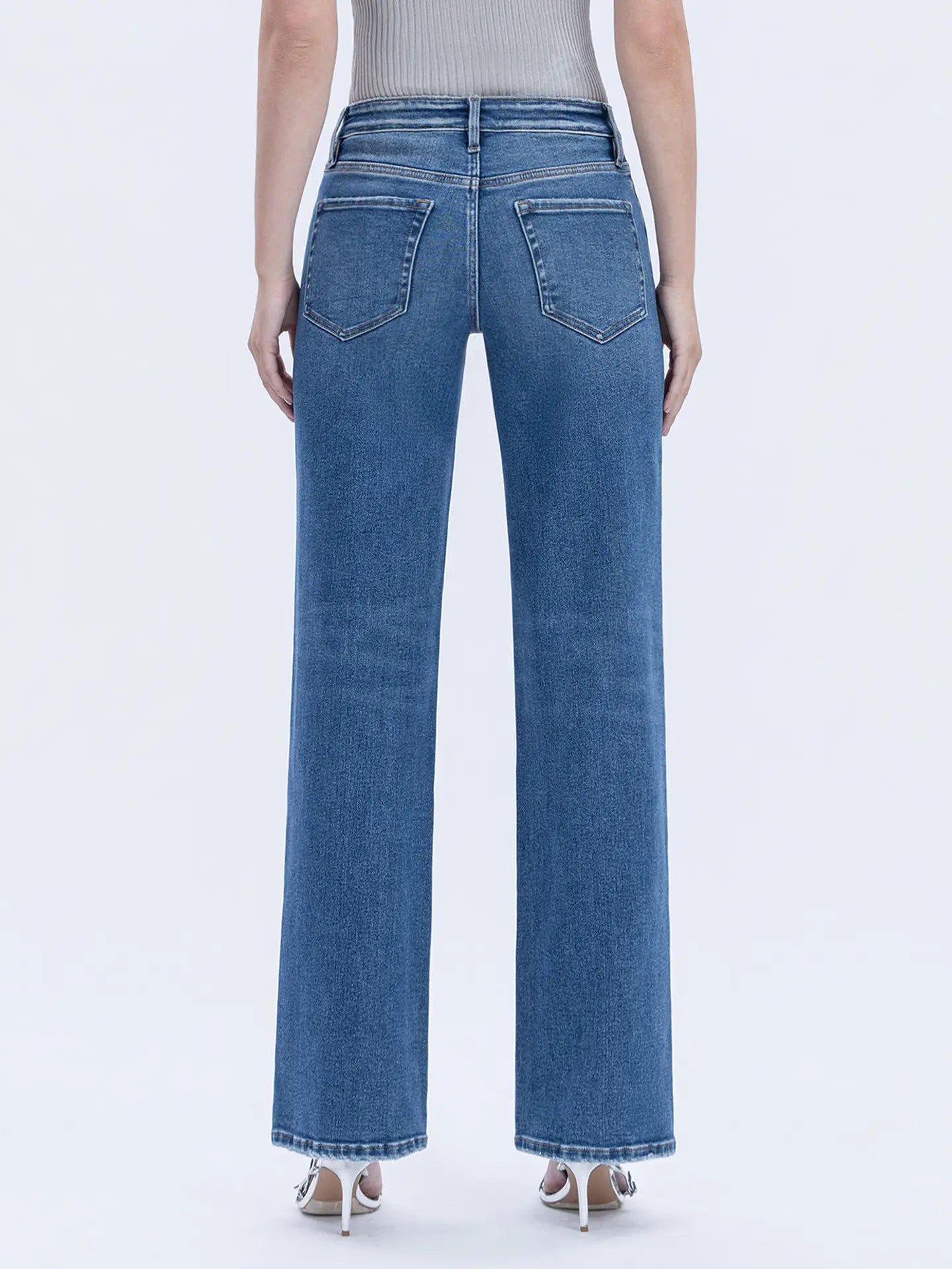 Jude High Rise Full Length Slim Wide Jeans