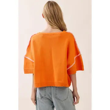 Jack-O'-Lantern Gingham Appliqué Sweater
