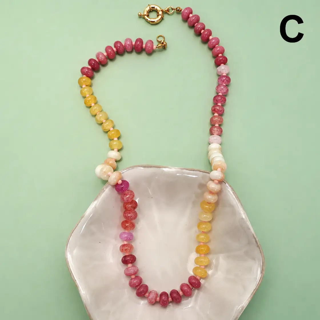 Natural Stone Semi-Precious Glass Mixed Necklace-C