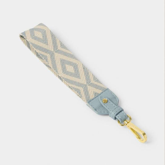 Katie Loxton Canvas Wristlet Strap-Duck Egg Blue Chevron