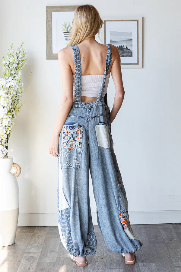 Rayne Denim Multi Patch Overalls
